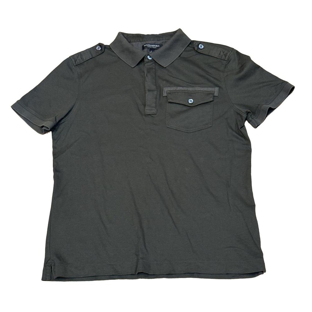 Banana Republic Luxury Touch Polo Shirt Men’s Large Hunter Green 100Cottton